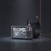8mm Endoscope Camera with Hard Cable Waterproof Industrial Endoscope with Screen Portable Snake Scope Compact for Mechanics, Plumbers