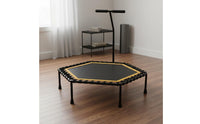 Easy Assembly Hexagonal Trampoline with Handle Heavy Duty Steel Frame 45 Inch Exercise Trampoline High Weight Capacity Rebounder Silent Operation for Outdoor