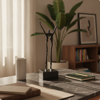 Abstract Human Sculpture with Pedestal Base Artistic Abstract Human Figurine Solid Cast Sculpture with Base for Living Room, Office, Entryway