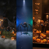 Large Giant Arachnid with Light-up Eyes Glowing Giant Arachnid with Sensor Scary Decorations Creepy for Haunted House, Yard, Porch, Halloween Party