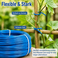 Green Craft Wire 1.5mm, 1000m Flexible Flower Wire, Coated Binding Wire for Plants, Sturdy Tension Wire for Garden