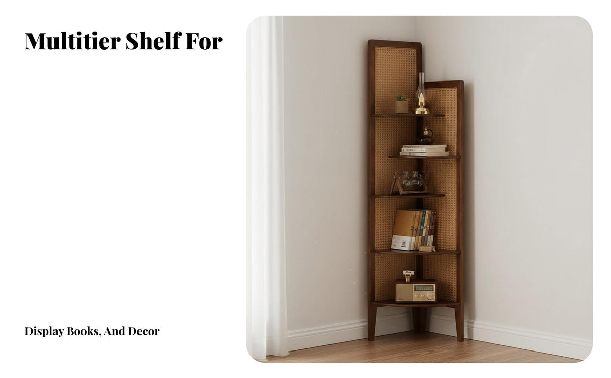 5-Tier Corner Shelf Space-Saving 5-Tier configurationTier Triangular Shelf Seamless Wall Display Rack for Homeowners, Renters, Bedroom