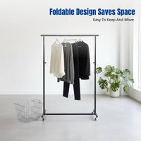 Folding Garment Rack, Adjustable Height Iron Display Stand, Mobile Clothes Hanging Rack for Street Stall, Night Market