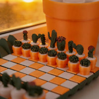 Decorative Cactus Chess Set Tabletop Chess Set with Cactus Pieces Novelty Board Game Allall-Inclusive for Collectors, Gamers, Coffee Table, Desk, Campsite