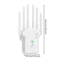 Six Antennas Inline WPS Button Wireless Transmission Range Extender Indicator Lights Wall-Mount