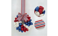 Artificial Patriotic Blossom Wreath Hanging Patriotic Wreath Reusable Door Decor with Flowers Indoor Outdoor for Wall, Entryway