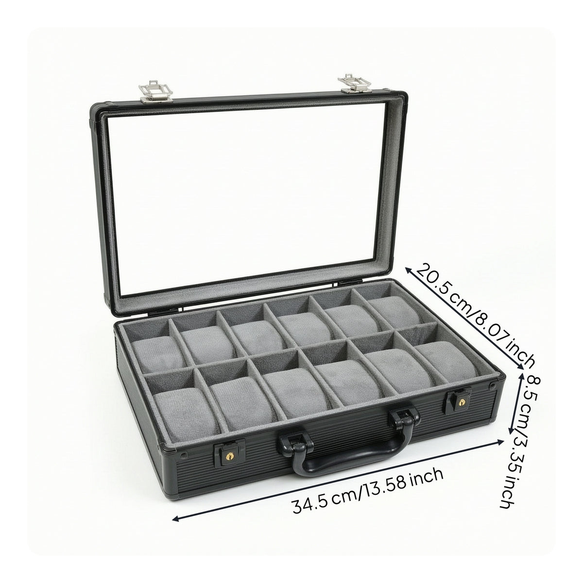 Watch Suitcase Portable Watch Case with Clear Lid Sturdy Construction for Collectors, Retailers, Travel