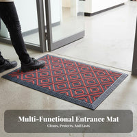 Anti-Slip Textured Safety Flooring Waterproof Interlocking Brush Tile Mat Dirt Scraping Floor Covering Commercial Grade for Business Owners, Homeowners, Property Managers, Outdoor Entrance, Entryway, High-Traffic Areas, Storefront