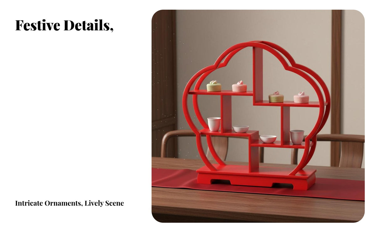 Chinese Design Dessert Stand Elegant Design Plum Blossom Shaped Pastry Shelf Engagement Party Food Display for Engaged Couples, Tea Parties, Weddings