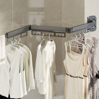 Wall Mounted Folding Clothes Rack Foldable Retractable Laundry Dehumidifying Rack No-Tool Installation Invisible Wall Clothes Hanger for Balcony