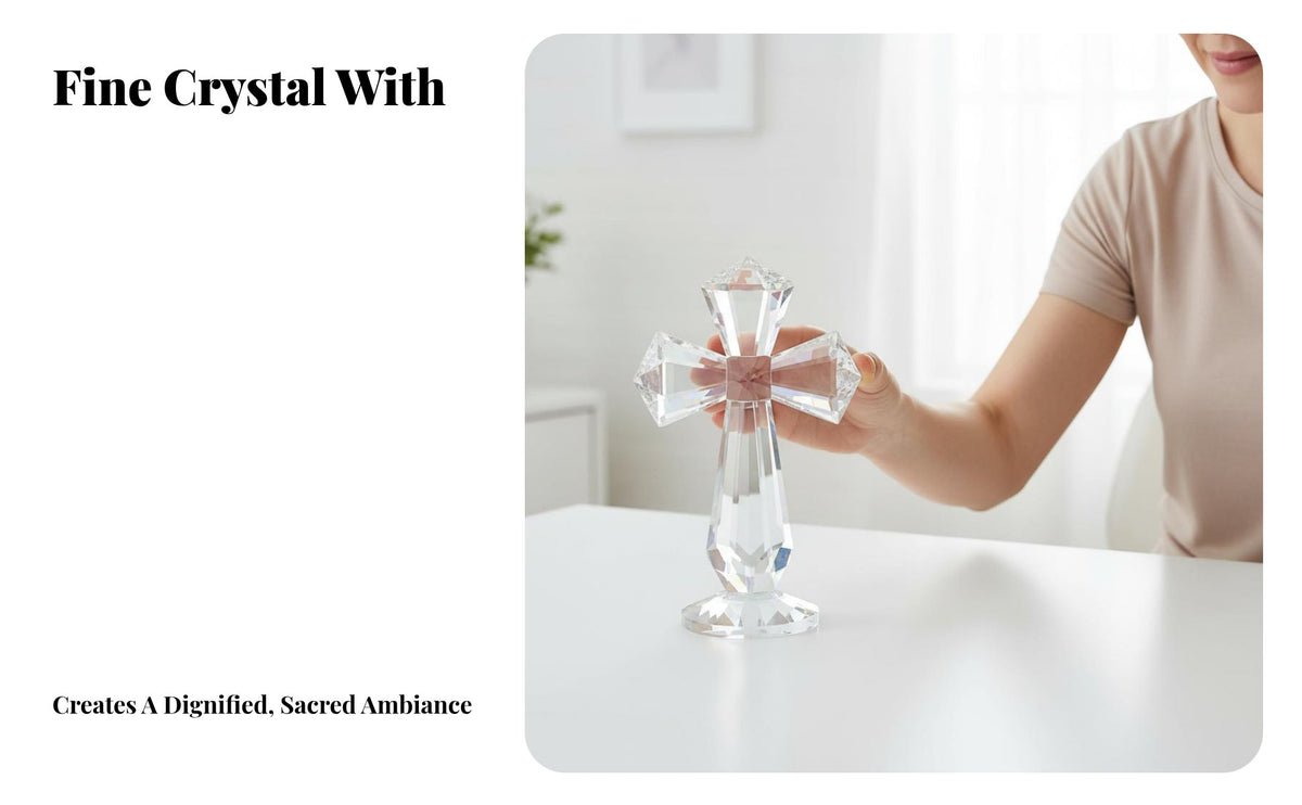 Crystal Cross Ornament Mark of Spirituality Crystal Standing Cross Presentable Religious Decoration for Christians, Home Stylists, Christmas, Easter