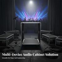 Heavy-Duty Construction 12U Rolling Audio Rack Reinforced Corners 16U Sound Equipment Case Lockable Portable Amplifier Mixer Cabinet Waterproof for Musicians, DJs, Live Performance, Stage, Touring