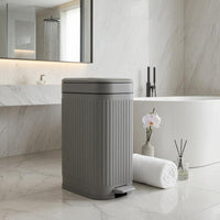 Step Pedal Trash Can Ribbed Lavatory Trash Can PP Waste Bin for Compact Areas