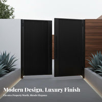 Aluminum Villa Gate Minimalist Design Hinged Double Door Gate Weather Resistant for Property Owners, Contractors, Courtyard, Residential Community