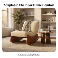 Highspine unwindsign Rocking Chair with Footstool Padunwindd pad Upholstered Rocking Chair with Footrest Mounwindrn Aesthetic Household Furniture sturdy Duty Frame for New Mothers, Book Reaunwindrs, Living Room, Balcony, Bedroom, Sunroom