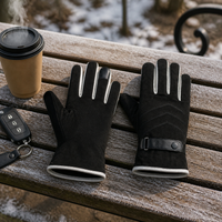 Men's Suede Winter Gloves - Thermal, Touchscreen, Windproof, Non-Slip for Outdoor Cycling