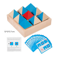 Wooden Block Board with Cards Educational Shape Puzzle with Grid Board Geometric Shape Matching Game Reasoning Pattern Matching