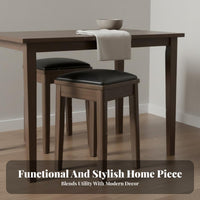Solid Wood Construction Stackable Square Stool Space-Saving Square Top Stacking Stool Sturdy and Long-Lasting Backless Seat Multi-Purpose for Adults, Homeowners, Parents, Living Room, Bedroom, Kitchen, Entryway