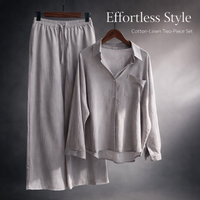 Airport Outfit 2 Piece Loungewear Set for Women with Long Sleeve Shirt and Wide Leg Pants, Comfortable Going Out Lounge Plus Size Available