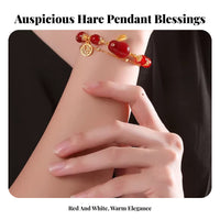 Red Agate Hare Bracelet Adjustable Size Double Layer Jade Bunny Bracelet Handmade Beaded Wristband for Women, Maternal Appreciation Day