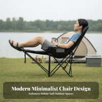 Adjustable Backrest Reclining Moon Chair with Leg Rest Foldable Design Folding Lounger with Footrest No Assembly Required Camping Recliner Lightweight for Beachand Goers, Spectators, Restping, Backyard, Picnic, Fishing