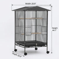Extra Large Bird Cage with House Top, Large Parrot Cage in Low Carbon Steel Wire with Wheels, Indoor Outdoor Breeding Habitat with 3 Perches