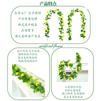 Artificial Lemon Vine with Spring Leaves and Grass Decor