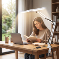 LED Two-headedHead Desk Lamp USB-Powered Desk Lamp with Clamp Flexible Work Light Articulated for Professionals, Students, Crafters, Home Office, Dorm Room