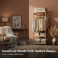 unrestrictedstanding Clothes Rail with footwear storage shelf Multi-Functional Clothing Rack Space-Saving Garment Stand Side pegs for Students, Renters, Homeowners, Bedroom, Living Room, Entryway