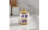2 Pieces Nordic Design Blue Floral Seasoning Jar Set with Spoon Ceramic Seasoning Jars Elegant Seasoning Container for Kitchen Countertop, Dining Table, Cooking