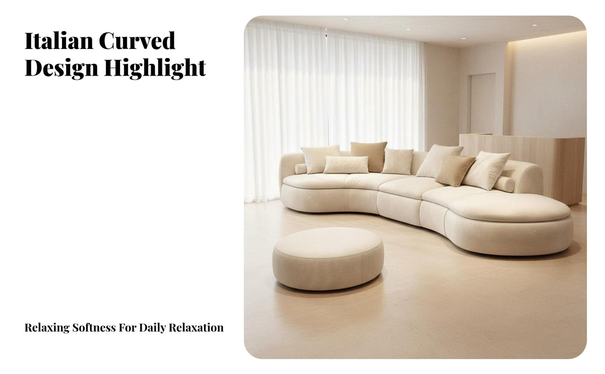 Semicircle Shaped Couch Rounded Corners Curved Sectional Sofa Comfortable Deep Seats Modern Minimalist Sofa for Homeowners, Beauty Salon, Lounge