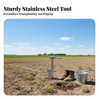 Manual Plant Transplanter Foot Pedal Design Long Handled Plant Transplanter Stainless Steel Vegetable Planter Easy to Use