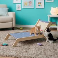 Sisal Cat Scratcher Bed Solid Wood Frame Cat Scratcher Bed Includes Dangling Ball Toys Pet Furniture for Living Room, Balcony