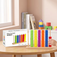 Wooden Peg Board with Beads Preschool Color Matching Toy Bead Sorting Toy Sensory Wooden Peg Board Counting for Toddlers