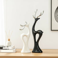 Ceramic Deer Figurines Sleek Deer Figurine Sculptural Decorative Figure for Living Room
