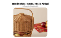 Handwoven Large Round Tote with Handles Spacious Handled Market Tote Multi-Purpose Woven Basket adaptable for Worshippers, Families, Homeowners, Religious Ceremonies, Home Decor, Fruit Markets, Shopping