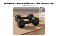 2 Pieces Non-Slip Grip Fixed Weight Dumbbell Ergonomic Handle Rubber Coated Hand Weight Versatile Workout Tool Rubber Hex Dumbbell Floor Friendly for Young People, Beginners, Women, Home, Strength Training