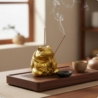 Golden Toad Incense Holder Ash Catcher Praying Frog Incense Stand Gift Idea