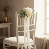 Chair Back Flowers with Ribbons Hanging Wedding Chair Back Flower Decorations Lightweight for Brides, Weddings, Receptions