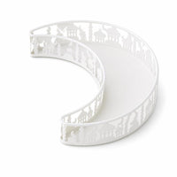 Iron Tray with Openwork Sidewalls Decorative Crescent Tray Platter Tabletop Metal for Table Decoration, Home Decor