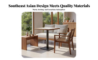 Southeast Asian Design Upholstered Rattan Bench Sturdy and Long-Lasting Commercial Furniture Comfortable Upholstery Restaurant Seating Easy to Clean for Cafe Owners, Interior Designers, Hospitality Managers, Restaurants, Cafes, Tea Houses