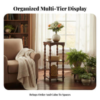 3-Tier Corner Stand Floor-Standing Plant Holder Multi-Level Storage Tiered Shelf for Apartment Dwellers, Homeowners, Living Room, Balcony, Bedroom