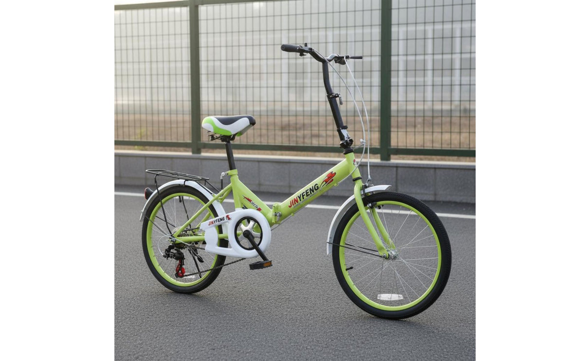 20-Inch Folding Bike Foldable Design Portable Transport Bike Adjustable Seat Foldable Single-Speed Bike for Students, Teens, School Grounds, Commuting