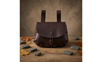 Handmade PU Leather Waist Bag Retro Medieval Waist Bag Flap-Front Reawakening Belt Pouch Laced Stitching