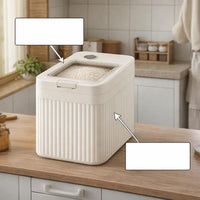Rice Storage Container with Lid, Airtight Grain Storage Bucket, Cereal Dispenser with Measuring Cup, Kitchen Storage Container for Flour