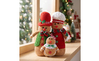 Gingerbread Family Figurine Handcrafted Gingerbread Decoration with Scarves Standing Figure for Shelves