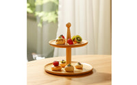 Wooden Cake Stand with Base Bamboo Dessert Display Stand with Shelves Wood Tray for Buffets, Weddings, Banquets