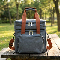 Lunch Box Tote Bag with Double-Layer Insulation for School Picnic, Large 13.8L Cool Bag for Camping BBQ