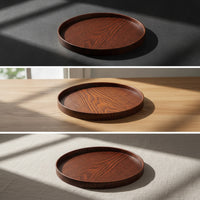 Round Display Base with Raised Wooden-Rim Base-Grain Wooden Display Base Art Pedestal Pedestal for Hobbyists, Collectors, Miniature Scenes