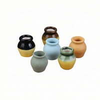 6 Pieces Miniature Ceramic Vase Semi-Glazed Mini Vase Models Realistic Vessel for Collectors, Crafters